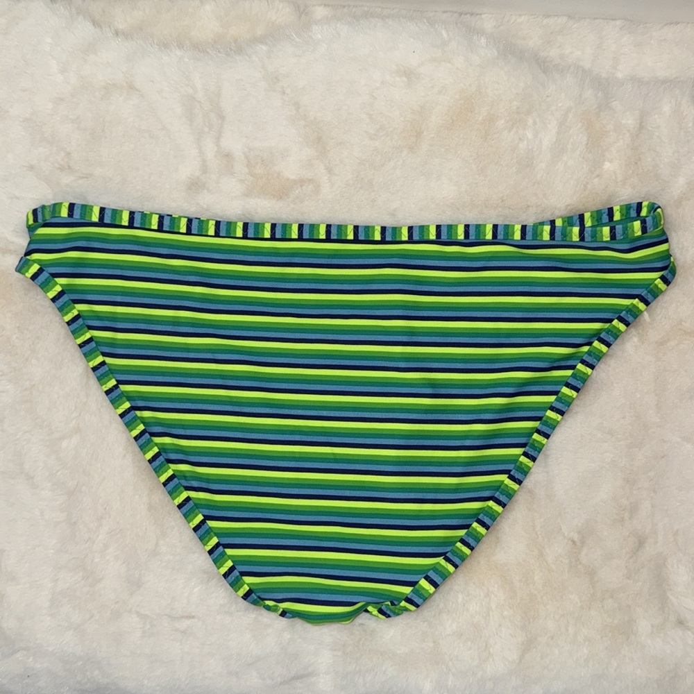 Aerie Striped Bikini SET Triangle Top L & Bikini Brief S Women’s Green & Blue - Picture 8 of 10